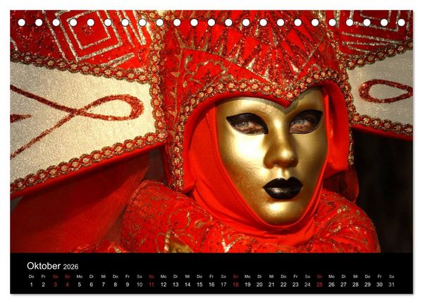 Produktbild: Maskenzauber in Venedig 2026 (Tischkalender 2026 DIN A5 quer), CALVENDO Monatskalender