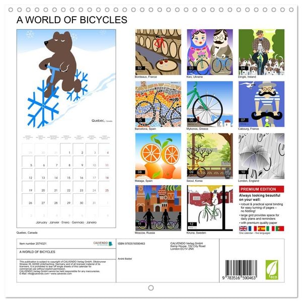 Produktbild: A WORLD OF BICYCLES (Wall Calendar 2026 12 &times; 12 Inch) CALVENDO 12 Month Wall Calendar