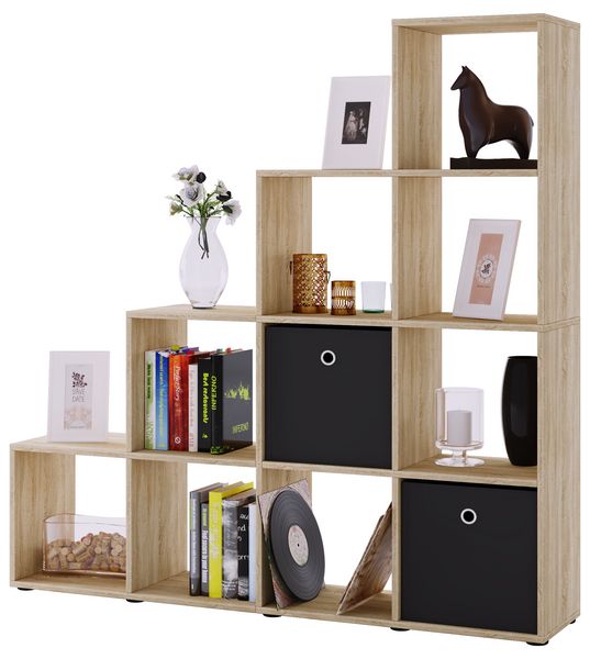Produktbild: Holz Stand Treppenregal Regal 10 F&auml;cher Napoli