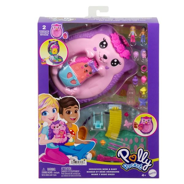 Produktbild: Polly Pocket Mama & Baby Igel Handtaschen-Spielset mit 2 Puppen & 16 Accessoir