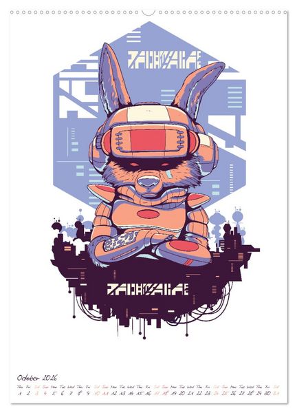 Produktbild: Cyberpunk Futuristic City (Wall Calendar 2026 DIN A2 portrait), CALVENDO 12 Month Wall Calendar