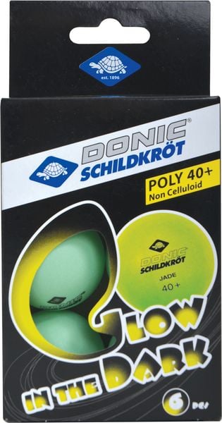 Donic-Schildkröt 608507 - Glow in the Dark, 6 fluoreszierende Tischtennisbälle, grün
