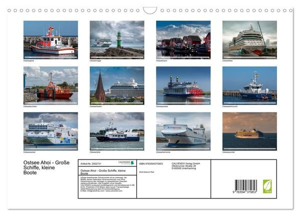 Produktbild: Ostsee Ahoi - Gro&szlig;e Schiffe, kleine Boote (Wandkalender 2027 DIN A3 quer), CALVENDO Monatskalender