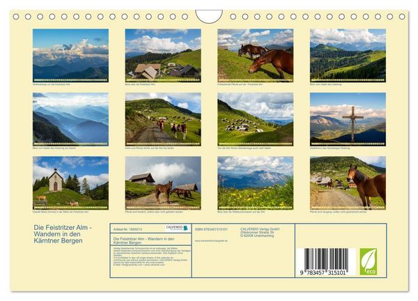 Produktbild: Die Feistritzer Alm - Wandern in den K&auml;rntner Bergen (Wandkalender 2026 DIN A4 quer), CALVENDO Monatskalender