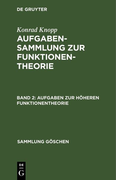 Produktbild: Aufgaben zur h&ouml;heren Funktionentheorie