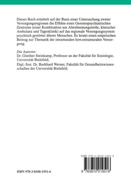 Produktbild: Effekte eines Gerontopsychiatrischen Zentrums auf das regionale Versorgungssystem psychisch gest&ouml;rter &auml;lterer Menschen