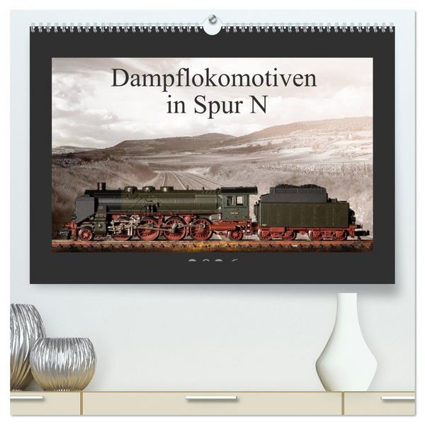 Produktbild: Dampflokomotiven in Spur N (hochwertiger Premium Wandkalender 2026 DIN A2 quer), Kunstdruck in Hochglanz