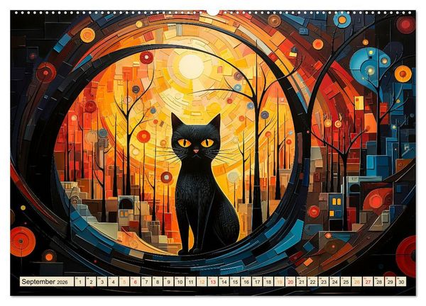 Produktbild: Katzen - die Nacht erwacht (hochwertiger Premium Wandkalender 2026 DIN A2 quer), Kunstdruck in Hochglanz