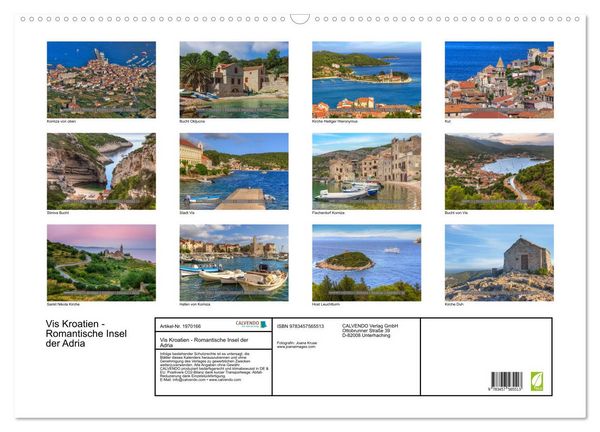 Produktbild: Vis Kroatien - Romantische Insel der Adria (Wandkalender 2026 DIN A2 quer), CALVENDO Monatskalender