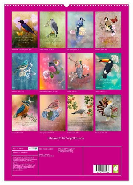 Produktbild: Bibelworte f&uuml;r Vogelfreunde (hochwertiger Premium Wandkalender 2026 DIN A2 hoch), Kunstdruck in Hochglanz