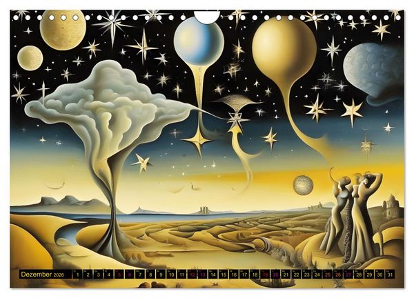 Produktbild: Erde, Sonne, Mond und Sterne Surrealistische Kunstwerke (Wandkalender 2026 DIN A4 quer), CALVENDO Monatskalender