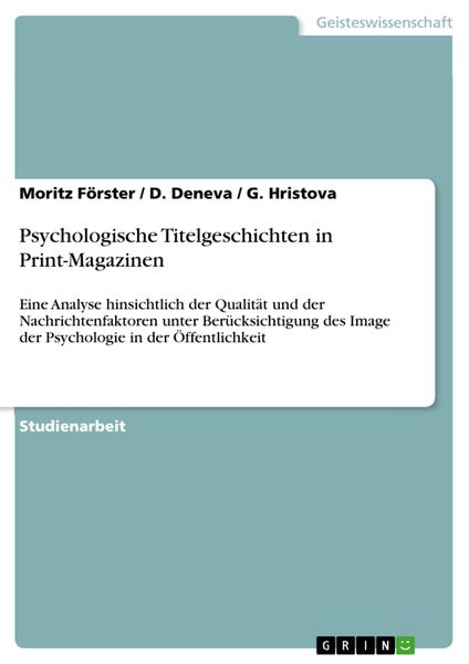 Produktbild: Psychologische Titelgeschichten in Print-Magazinen