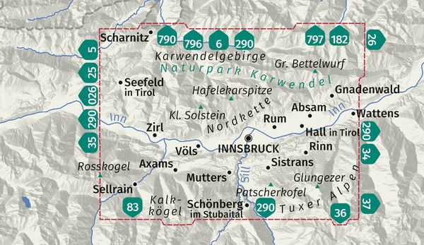 Produktbild: KOMPASS Wanderkarte 036 Innsbruck, Nordkette, Mittleres Inntal 1:35.000