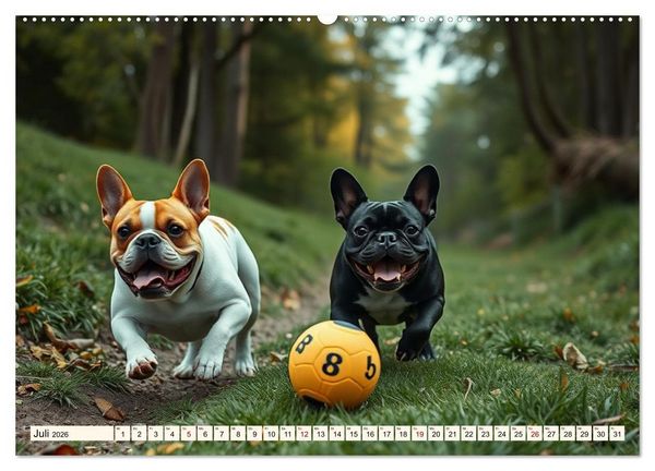 Produktbild: Frenchies in Spiellaune (hochwertiger Premium Wandkalender 2026 DIN A2 quer), Kunstdruck in Hochglanz