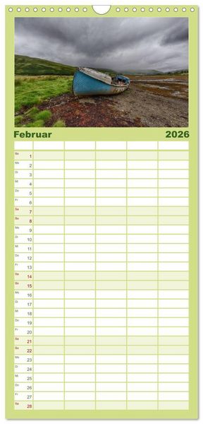 Produktbild: Familienplaner 2026 - Schottland im Licht mit 5 Spalten (Wandkalender, 21 x 45 cm) CALVENDO