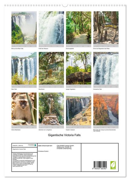 Produktbild: Gigantische Victoria Falls (hochwertiger Premium Wandkalender 2026 DIN A2 hoch), Kunstdruck in Hochglanz