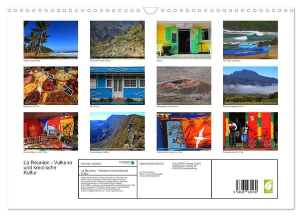 Produktbild: La R&eacute;union - Vulkane und kreolische Kultur (Wandkalender 2026 DIN A3 quer), CALVENDO Monatskalender