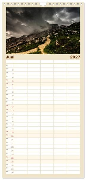 Produktbild: Familienplaner 2027 - Berge. Wege in die Natur mit 5 Spalten (Wandkalender, 21 x 45 cm) CALVENDO