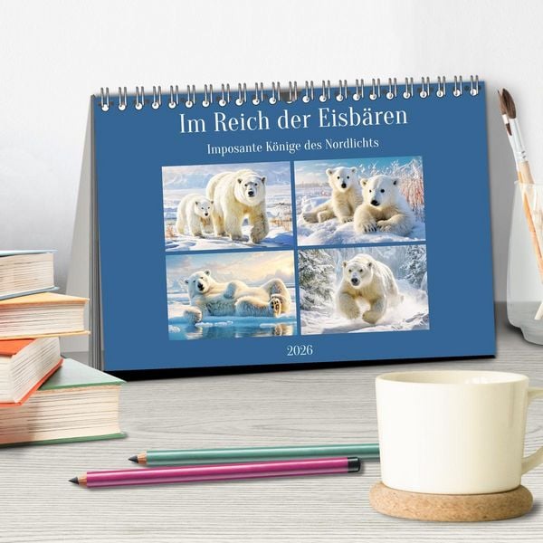 Produktbild: Im Reich der Eisb&auml;ren. Imposante K&ouml;nige des Nordlichts (Tischkalender 2026 DIN A5 quer), CALVENDO Monatskalender