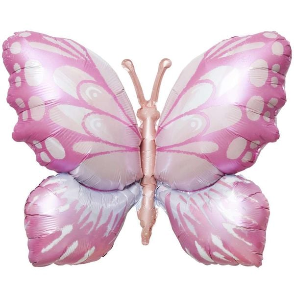 Produktbild: Folienballon Princess Butterfly, Pink/Orange, 1 Stk, 77 x 57