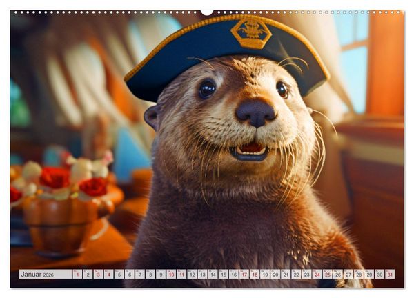 Produktbild: Flei&szlig;ige Otter - Wer h&auml;tte nicht gerne einen niedlichen Otter auf der Arbeit (Wandkalender 2026 DIN A2 quer), CALVENDO Monatskalender