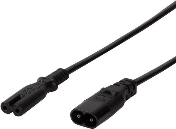 LogiLink Strom Verlängerungskabel [1x Kleingeräte-Stecker C8 - 1x Kleingeräte-Buchse C7] 2.00 m Schwarz