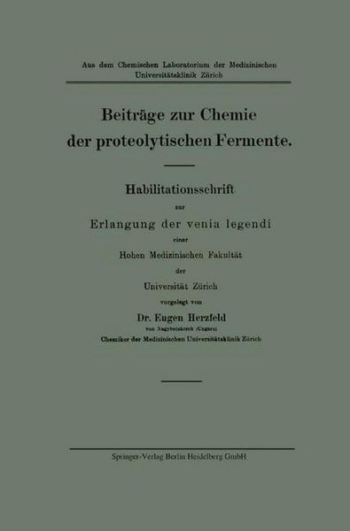 Produktbild: Beitr&auml;ge zur Chemie der proteolytischen Fermente