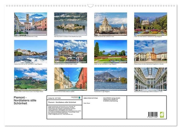 Produktbild: Piemont - Norditaliens stille Sch&ouml;nheit (Wandkalender 2026 DIN A2 quer), CALVENDO Monatskalender