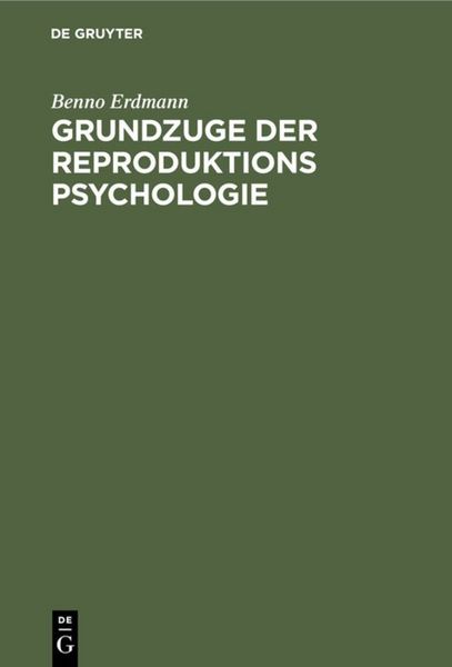 Produktbild: Grundzuge der Reproduktions Psychologie