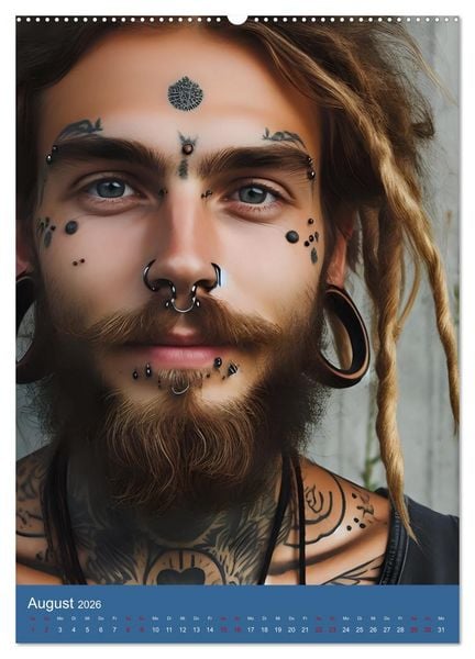 Produktbild: Tattoo und Piercing Men (Wandkalender 2026 DIN A2 hoch), CALVENDO Monatskalender
