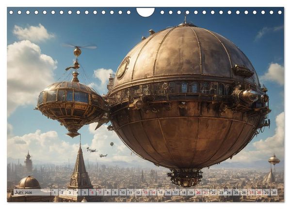 Produktbild: Steampunk - fantastische Flugger&auml;te (Wandkalender 2026 DIN A4 quer), CALVENDO Monatskalender
