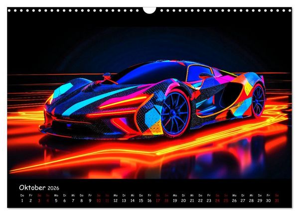 Produktbild: Futuristische Neon Cars (Wandkalender 2026 DIN A3 quer), CALVENDO Monatskalender