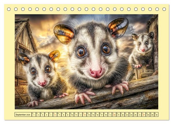 Produktbild: Sanfte Beutelratten. Opossums im stillen Rhythmus der Natur (Tischkalender 2026 DIN A5 quer), CALVENDO Monatskalender