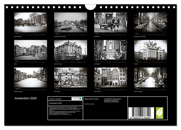 Produktbild: Amsterdam 2026 (Wandkalender 2026 DIN A4 quer), CALVENDO Monatskalender