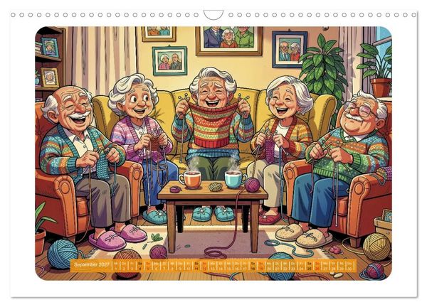 Produktbild: Charmante Rentner im Comic-Stil (Wandkalender 2027 DIN A3 quer), CALVENDO Monatskalender