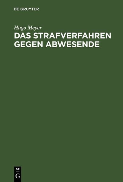 Produktbild: Das Strafverfahren gegen Abwesende