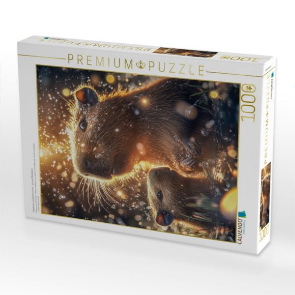 Produktbild: CALVENDO Puzzle Capybaras meditieren nicht - sie sind Meditation | 1000 Teile Lege-Gr&ouml;&szlig;e 64x48cm Foto-Puzzle f&uuml;r gl&uuml;ckliche Stunden
