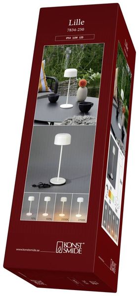 Produktbild: Konstsmide 7834-250 Lille LED-Akku-Tischlampe 3.5W Warmwei&szlig; Wei&szlig;