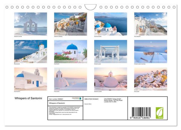 Produktbild: Whispers of Santorini (Wall Calendar 2026 DIN A4 landscape), CALVENDO 12 Month Wall Calendar