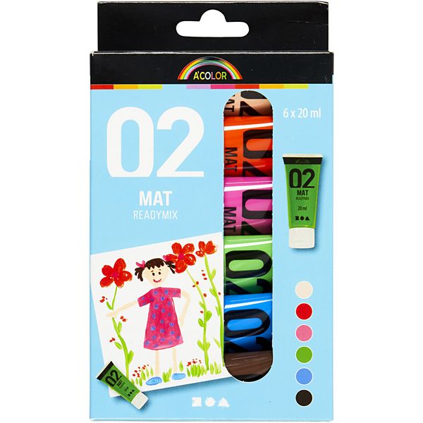 Produktbild: Creativ Company Acrylfarbe Matt, Zus&auml;tzliche Farben, 6x20 ml