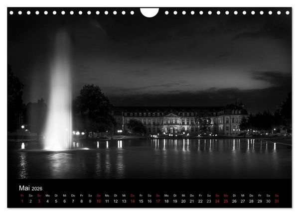 Produktbild: Stuttgart bei Nacht (Wandkalender 2026 DIN A4 quer), CALVENDO Monatskalender