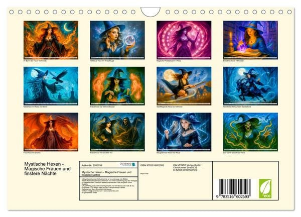 Produktbild: Mystische Hexen - Magische Frauen und finstere N&auml;chte (Wandkalender 2026 DIN A4 quer), CALVENDO Monatskalender