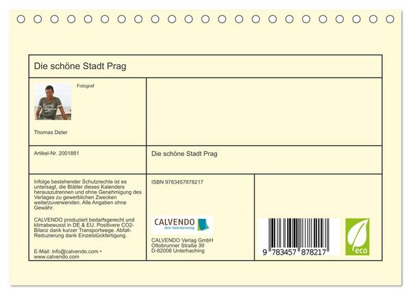 Produktbild: Die sch&ouml;ne Stadt Prag (Tischkalender 2026 DIN A5 quer), CALVENDO Monatskalender