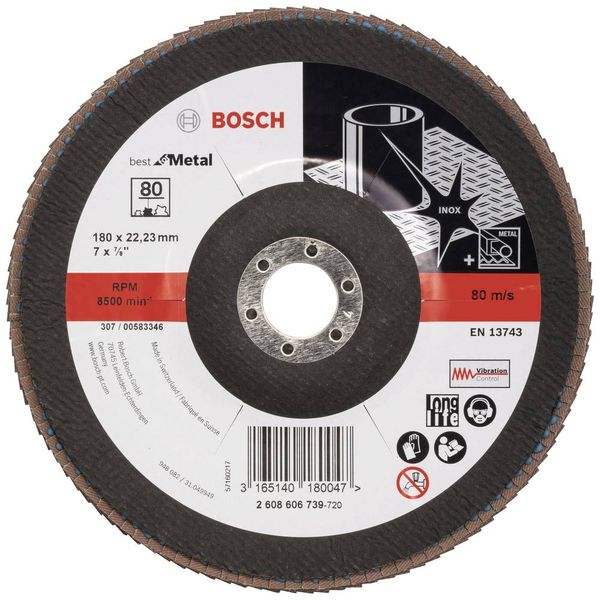 Bosch Accessories 2608606739 X571 Fächerschleifscheibe Durchmesser 180 mm Bohrungs-Ø 22.33 mm Stahl 1 St.