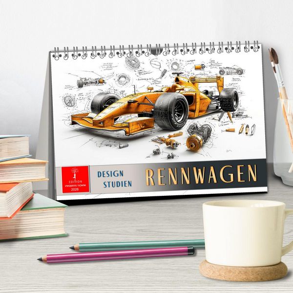 Produktbild: Rennwagen - Design Studien (Tischkalender 2026 DIN A5 quer), CALVENDO Monatskalender