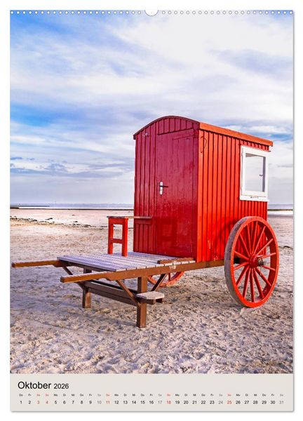 Produktbild: Borkum Strandspaziergang (hochwertiger Premium Wandkalender 2026 DIN A2 hoch), Kunstdruck in Hochglanz