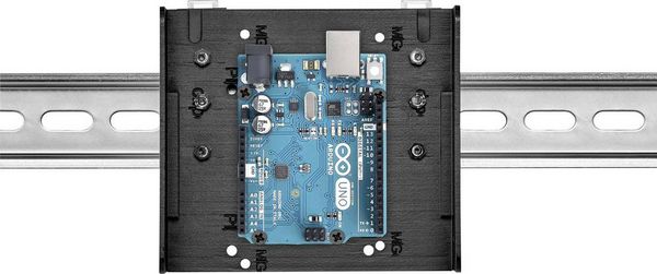 Produktbild: Renkforce DIN-Rail-Halterung Passend f&uuml;r (Entwicklungskits): Raspberry Pi&reg;, Arduino, Banana Pi zur Hutschienenmontage Schwarz