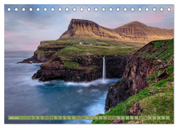 Produktbild: F&auml;r&ouml;er Inseln - Wo Schafe tanzen und die Natur im Winde fliegt (Tischkalender 2026 DIN A5 quer), CALVENDO Monatskalender