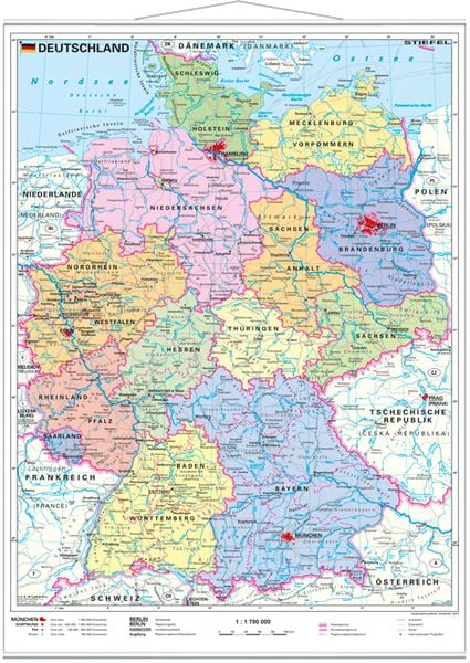 Produktbild: Deutschland politisch. Wandkarte mit Metallleiste