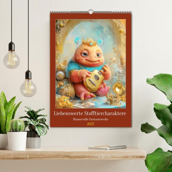 Produktbild: Liebenswerte Stofftiercharaktere - Humorvolle Fantasiewerke (Wandkalender 2027 DIN A2 hoch), CALVENDO Monatskalender